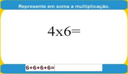 jogo educativo e pedagógico gratis - Represente a Multiplicação em Soma