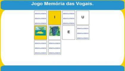 jogo educativo e pedagógico gratis - Memória das Vogais